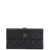 シャネル マトラッセ ココマーク 長財布 ブラック キャビアスキン レディース CHANEL 【中古】